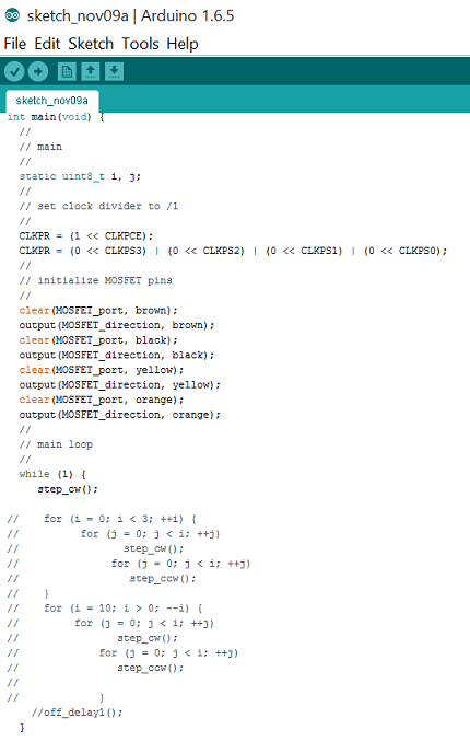 Codes in Arduino